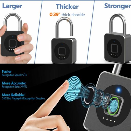 Smart Fingerprint Padlock – Keyless Biometric Lock with App, Waterproof for Gate, Locker & Office