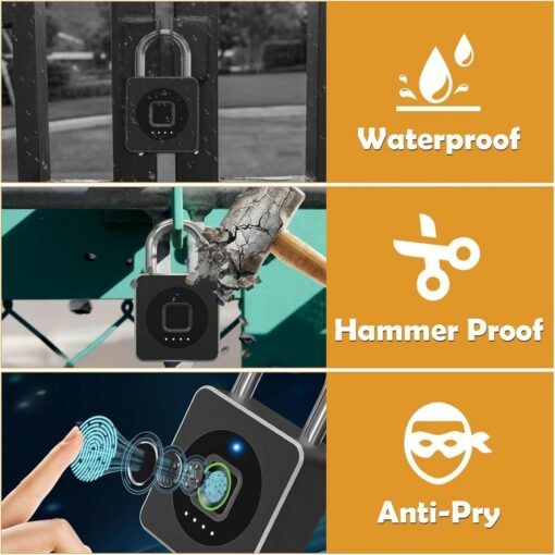 Smart Fingerprint Padlock – Keyless Biometric Lock with App, Waterproof for Gate, Locker & Office