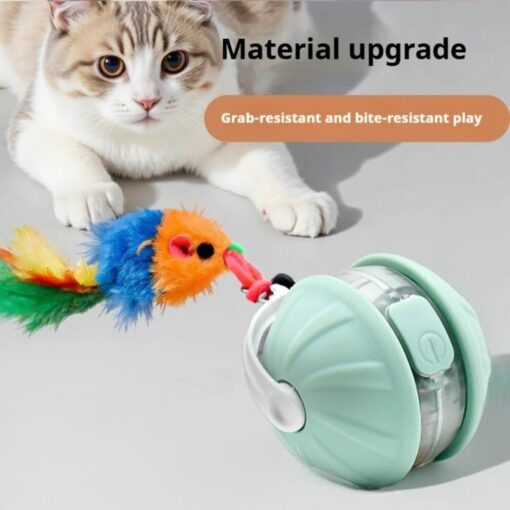 Smart Rolling Cat Toy Ball – Rechargeable, LED, Feather Tail Motion