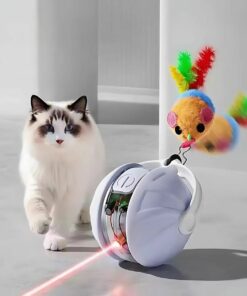 Smart Rolling Cat Toy Ball – Rechargeable, LED, Feather Tail Motion