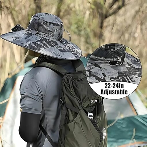 Solar Powered Fan Hat with Dual Fans – UPF 50+ Wide Brim Cooling Sun Hat for Men & Women