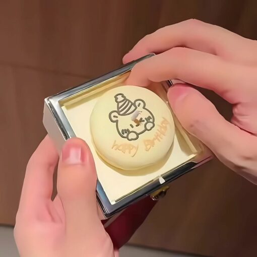 Surprise Rotating Ring Box with Bear Candle Cake – Birthday & Proposal Gift for Women